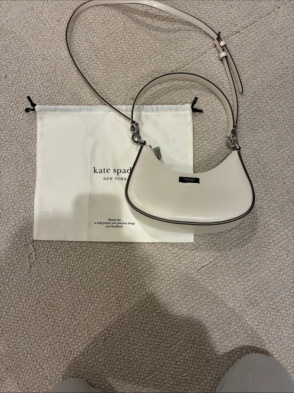 kate spade Cream Pebbled Leather Mini Shoulder bag.